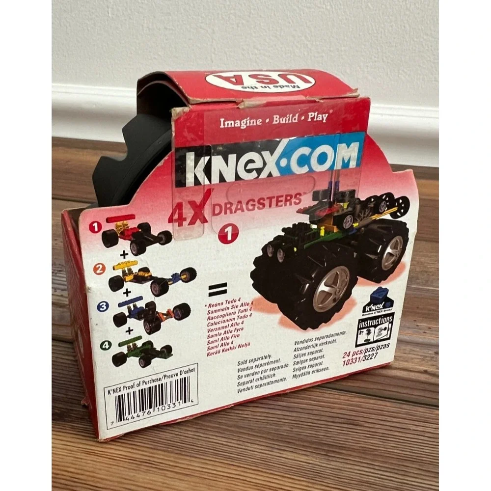 KNEX 4X Dragsters 1 Building Set 10331/3227 Vintage 24 Pcs USA Made Sealed Box